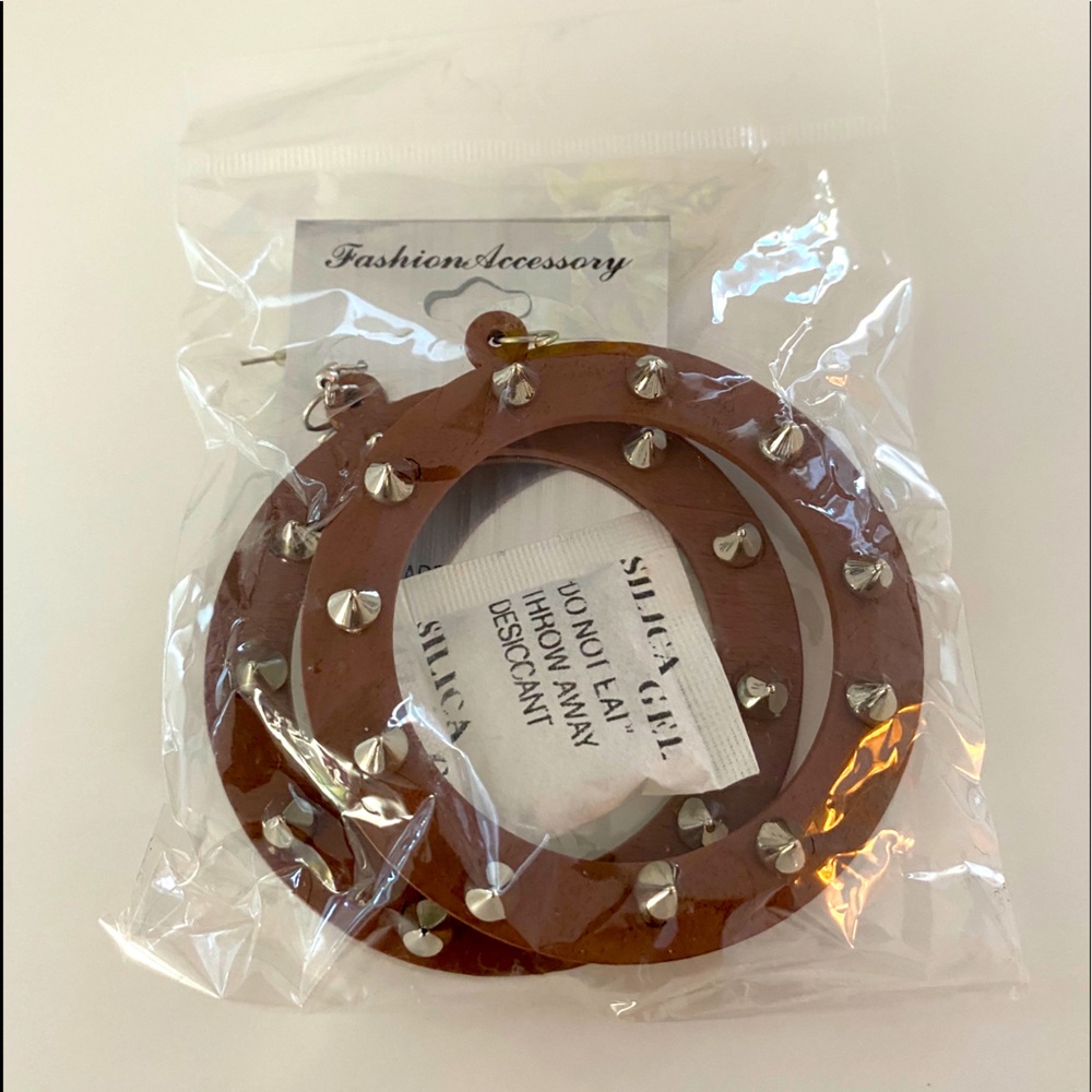 big brown hoops with bumpy rinestones